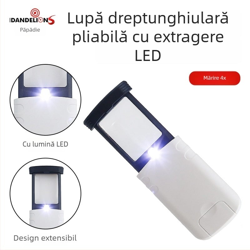 Lupă cu LED portabilă, dreptunghiulară, extensibilă, pentru identificarea bijuteriilor, relicelor culturale și a antichităților 94535