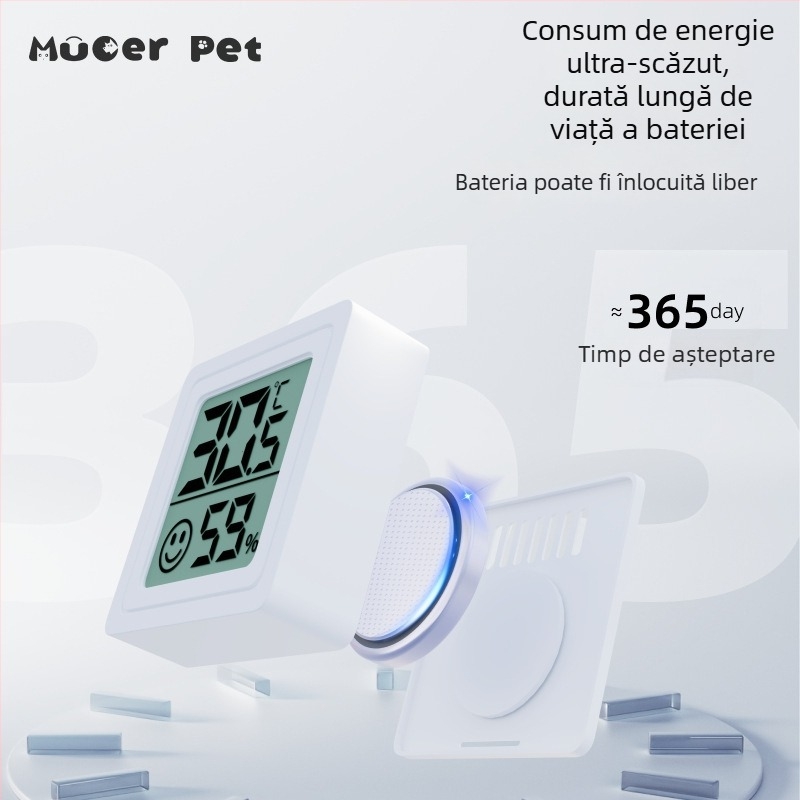 Termostat mini impermeabil cu monitorizare temperatură și umiditate pentru terariu de reptile, încălzitor inclus