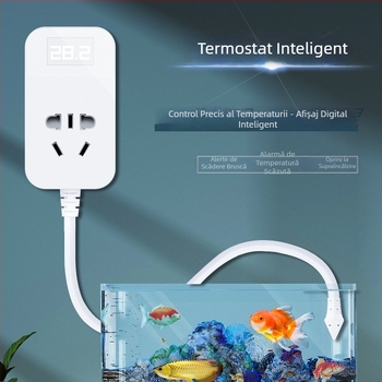 Sistem inteligent de control al temperaturii pentru acvariu, cu întrerupător și priză pentru sondă, afișaj digital