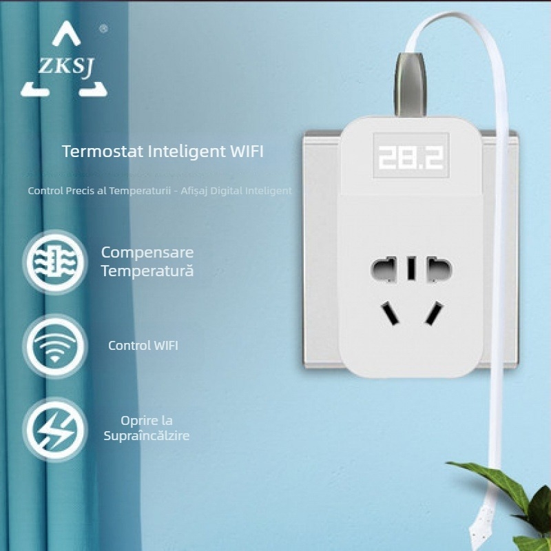 Sistem inteligent de control al temperaturii pentru acvariu, cu întrerupător și priză pentru sondă, afișaj digital