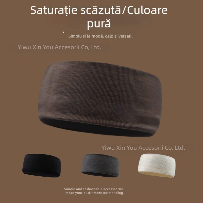 Bandă de cap sport unisex, culoare solidă, margine lată, absorbantă de transpirație
