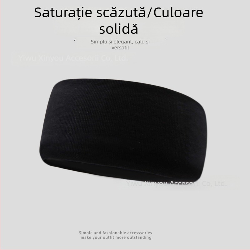 Bandă de cap sport unisex, culoare solidă, margine lată, absorbantă de transpirație
