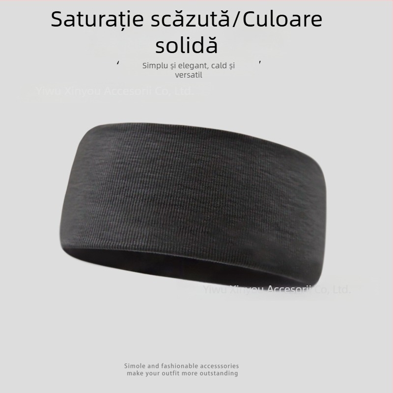 Bandă de cap sport unisex, culoare solidă, margine lată, absorbantă de transpirație