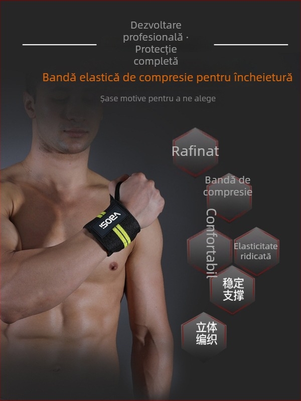 VBOSI Bandă de încheietură cu compresie pentru adulți – curea externă pentru antrenamente cu greutăți și atletism