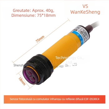 Vanke Sheng E3F-DS30C4 întrerupător fotoelectric cu reflexie difuză IR, senzor de proximitate, DC cu trei fire, NPN normal deschis