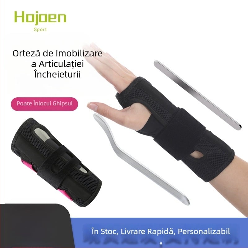 Șină de încheietură cu placă metalică pentru stabilizarea articulației, susține entorsele și leziunile tendonului, șină pentru teaca tendonului, respirabilă, personalizabilă.