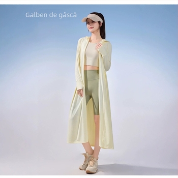Rochie lungă de protecție solară pentru femei UPF50+, material ice silk, talie cu cordon, croială Slim-fit, ușoară, 2026