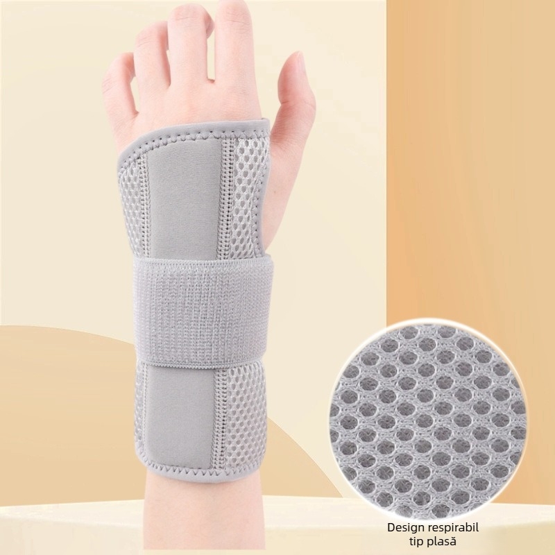 Brățară sport pentru încheietura mâinii cu placă de aluminiu pentru susținere, curea reglabilă, protecție unisex împotriva entorselor