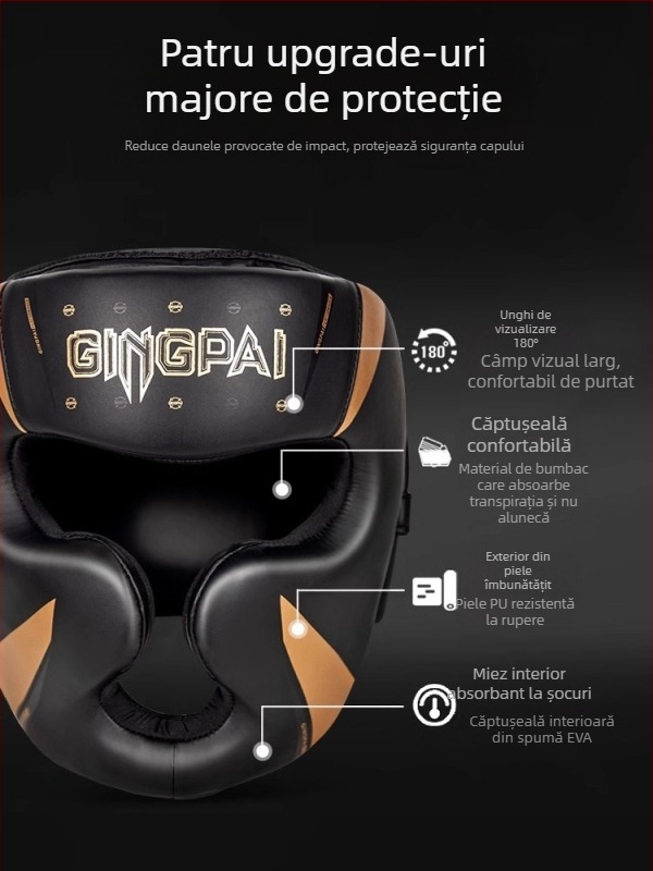 Protecție profesională pentru cap de box, PU, cu protecție pentru nas și bărbie, antrenamente Muay Thai