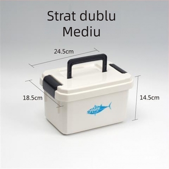 Cutie albă de depozitare pentru echipament de pescuit, cu două straturi, pentru accesorii mici, fir principal, fir secundar și mărgele distanțiere