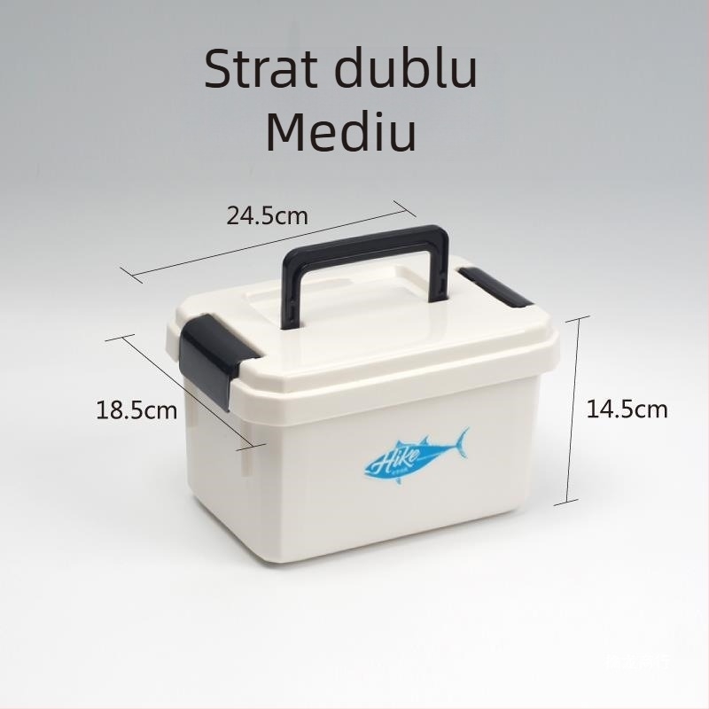Cutie albă de depozitare pentru echipament de pescuit, cu două straturi, pentru accesorii mici, fir principal, fir secundar și mărgele distanțiere