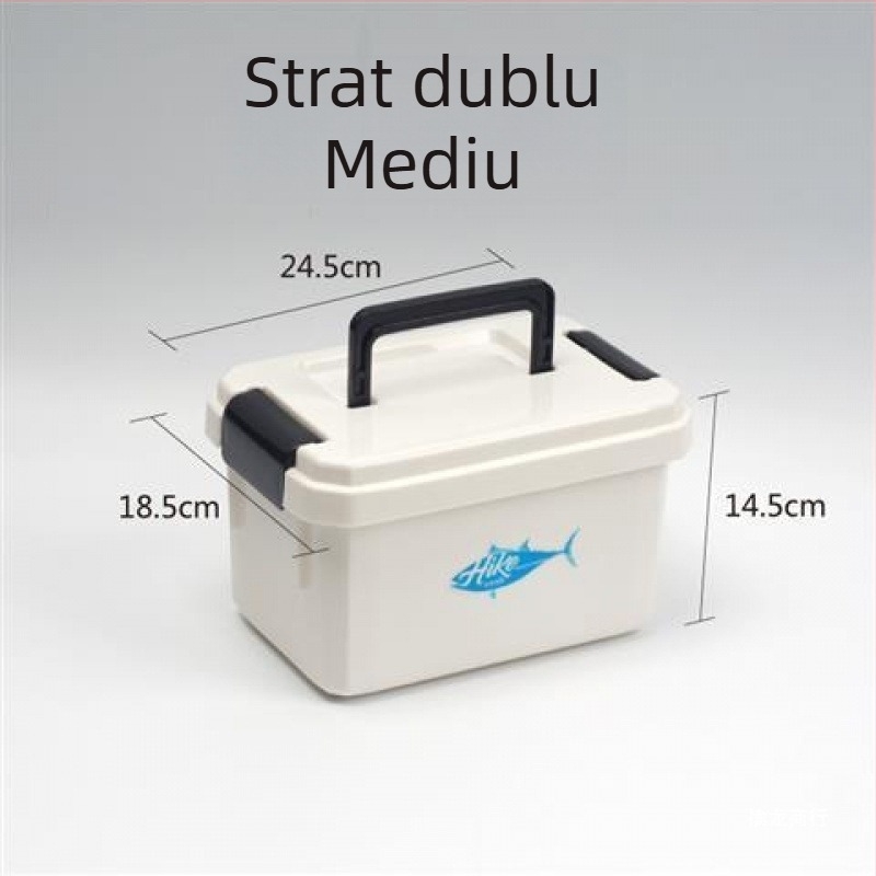 Cutie albă de depozitare pentru echipament de pescuit, cu două straturi, pentru accesorii mici, fir principal, fir secundar și mărgele distanțiere