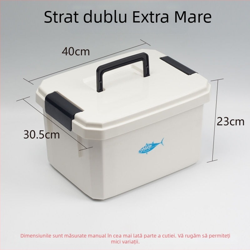 Cutie albă de depozitare pentru echipament de pescuit, cu două straturi, pentru accesorii mici, fir principal, fir secundar și mărgele distanțiere