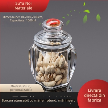 Recipient acrilic etanș pentru alimente și ceai, recipient transparent pentru nuci și produse uscate