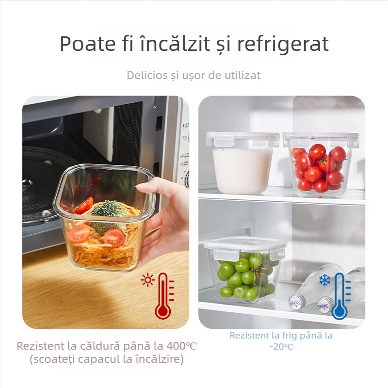 Borcan de sticlă pentru alimente, etanș, rezistent la temperaturi înalte, sigur pentru cuptorul cu microunde, pentru condimente și conservare