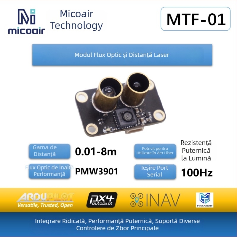 MTF-01 Modul integrat flux optic și măsurare a distanței pentru poziționare UAV, senzor PMW3901, rază laser de 8 m
