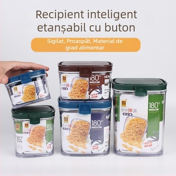 Borcan plastic transparent, etanș, pentru bucătărie, pătrat, 301–500 ml, pentru cereale, ceai, lapte praf, gustări și condimente