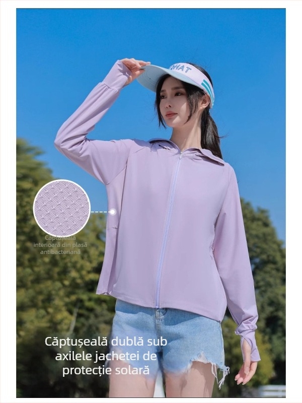 Jachetă unisex de protecție solară din Ice Silk, uscare rapidă, absorbție a transpirației, mâneci lungi