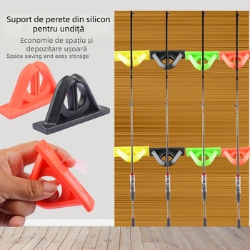 Suport din silicon pentru montare pe perete fără găuri – organizator universal pentru lansete de pescuit și raft de expunere portabil