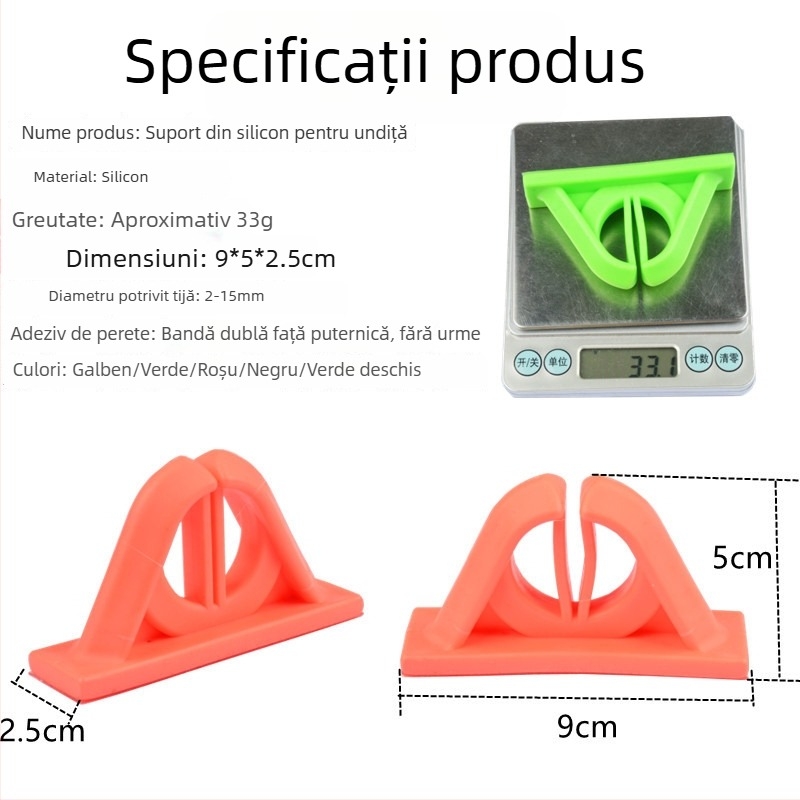 Suport din silicon pentru montare pe perete fără găuri – organizator universal pentru lansete de pescuit și raft de expunere portabil