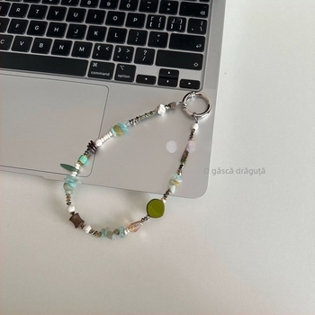 Lanț pentru telefon în stil chinezesc, cu mărgele și pandant CCD pentru cameră, mărgele cehe, design de nișă, stil Instagram