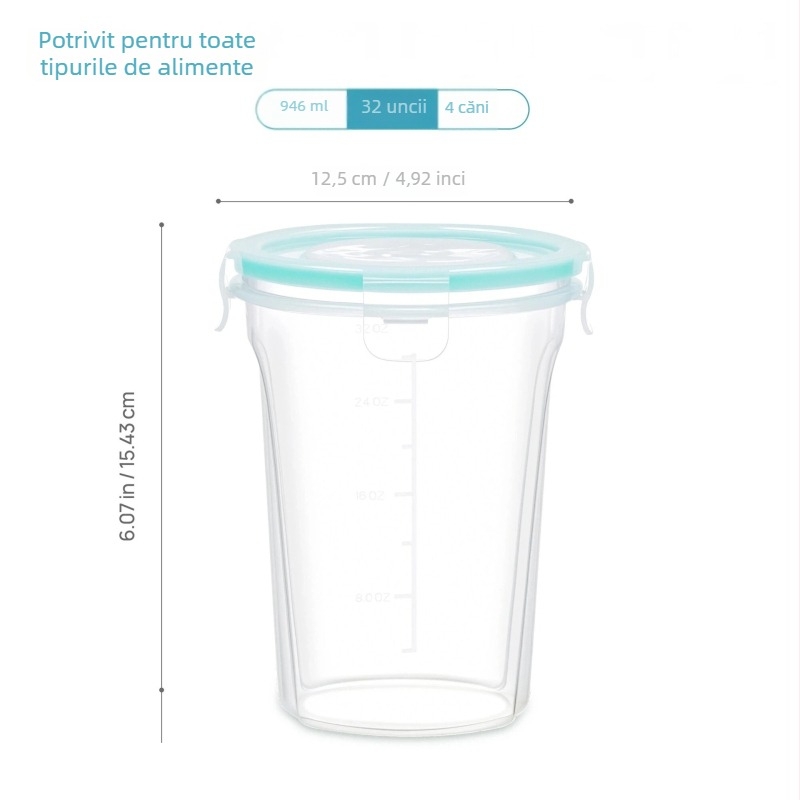 Recipient transparent, compatibil cu microunde, PP de înaltă calitate pentru alimente, sigilat; pentru conservarea fructelor, recipiente porționate și bol de supă.
