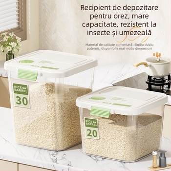 Container de orez, capacitate mare, sigilat, rezistent la umezeală și insecte, pentru bucătărie
