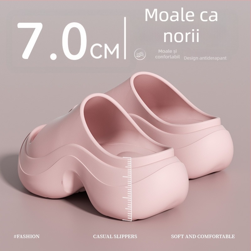 Sandale pentru femei din EVA cu talpă groasă, vară 2026, creștere în înălțime, antiderapante, pentru plajă și casă