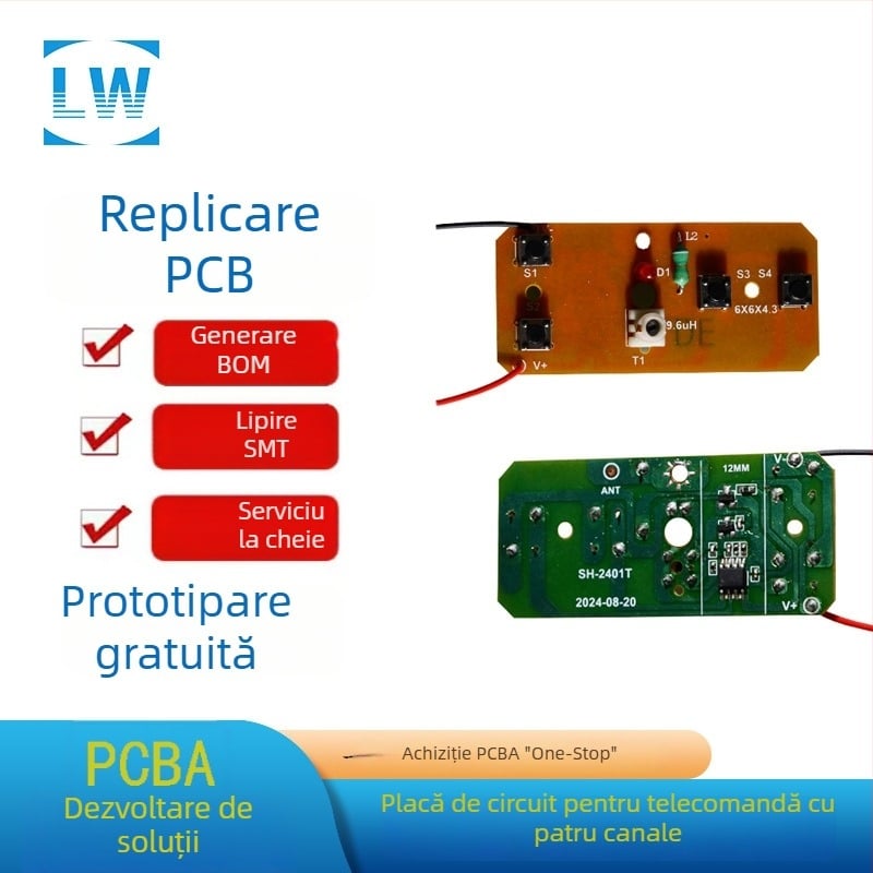 27M placă emițător-receptor cu patru canale și modul de telecomandă – set complet de accesorii pentru mașină telecomandată