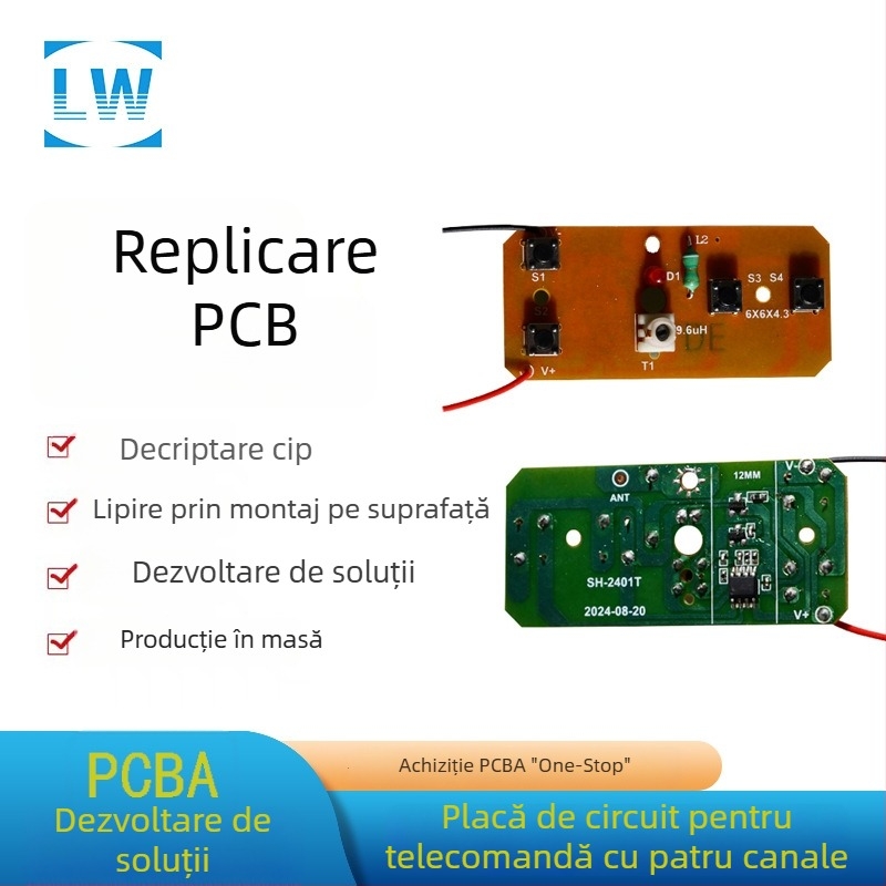 27M placă emițător-receptor cu patru canale și modul de telecomandă – set complet de accesorii pentru mașină telecomandată