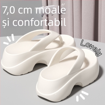Șlapi femei cu talpă groasă, pentru vară, stil coreean, confortabile și ușoare, potrivite pentru plajă și vacanțe