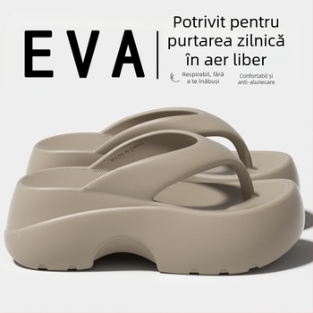 Șlapi femei cu talpă groasă, pentru vară, stil coreean, confortabile și ușoare, potrivite pentru plajă și vacanțe