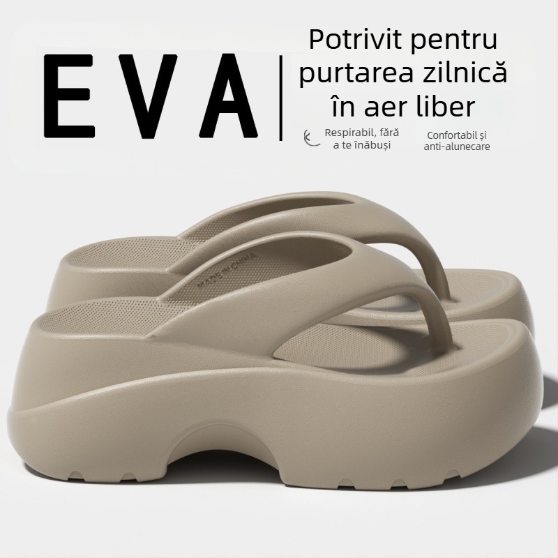 Șlapi femei cu talpă groasă, pentru vară, stil coreean, confortabile și ușoare, potrivite pentru plajă și vacanțe