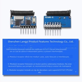 Modul receptor superheterodin cu telecomandă, modul de decodare wireless, receptor 433 MHz