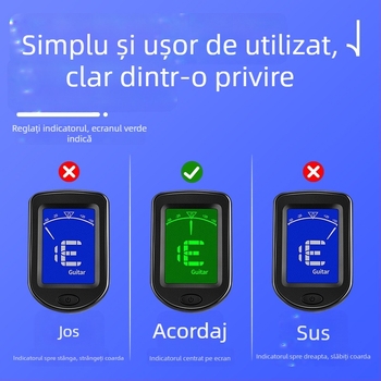Tuner electronic universal pentru chitară, bas, ukulele și vioară
