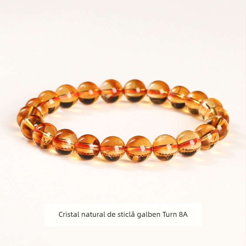 Jingde Jewelry 7A Citrin natural galben – brățară cu mărgele geometrice, unisex, lucrată manual, bijuterii din cristal