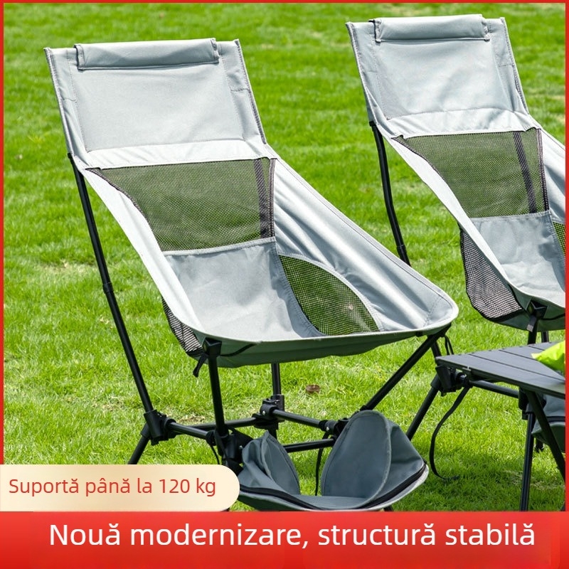 Yangguang scaun moon înalt, pătrat, exterior, portabil, cu patru picioare, pliabil, pentru camping și pescuit