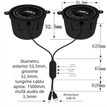 Jinggeyuan 52 amplificator mic de sunet USB 5V alimentare voce digitală inteligentă 4 ohmi 3W difuzoare pentru calculator