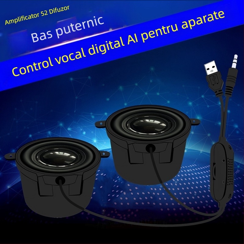 Jinggeyuan 52 amplificator mic de sunet USB 5V alimentare voce digitală inteligentă 4 ohmi 3W difuzoare pentru calculator