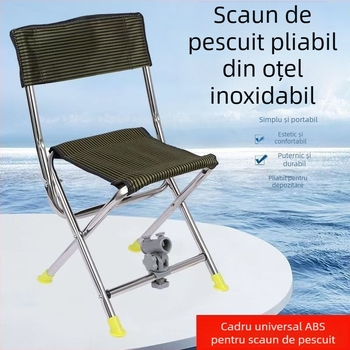 Scaun de pescuit din oțel inoxidabil, pliabil, portabil, multifuncțional