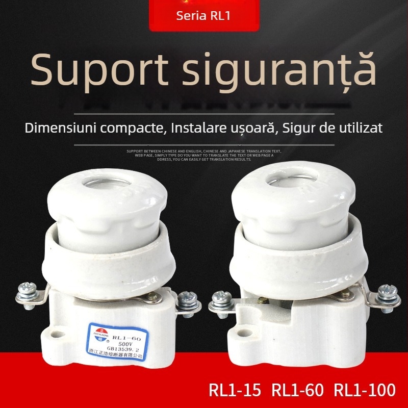 Bază ceramică RL1-60 pentru siguranțe, tip spiral, 60A, 500V