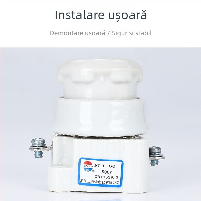 Bază ceramică RL1-60 pentru siguranțe, tip spiral, 60A, 500V