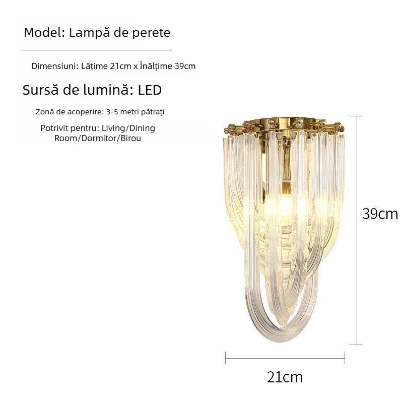 Lampă de perete din sticlă Nordic creativ pentru dormitor și birou — iluminat decorativ minimalist postmodern pentru living și hol