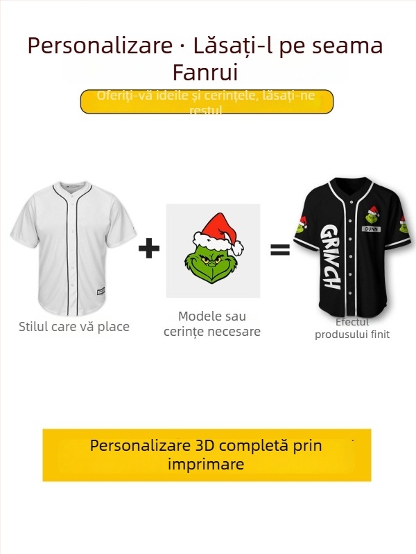 Cardigan bărbătesc de baseball, personalizat, cu imprimeu 3D all-over, mâneci scurte, jachetă casual versatilă – proiectat din imaginea dvs.
