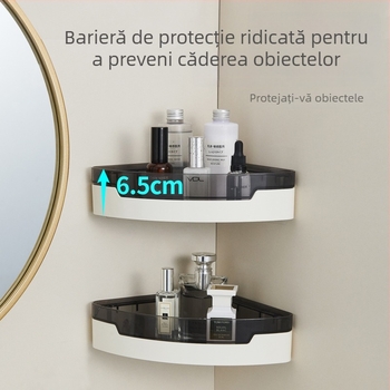 Raft de depozitare pentru baie, din plastic, montare pe perete, fără găuri, economisește spațiu pentru chiuvetă și toaletă