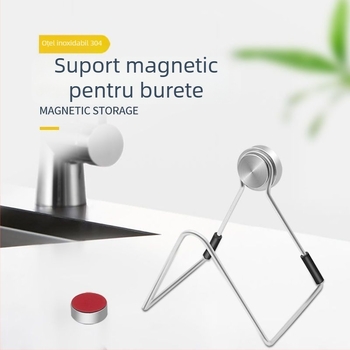 Suport pentru bureți bucătărie din oțel inoxidabil 304, montaj pe perete fără găuri, raft de drenaj, magnet și organizator pentru prosoape