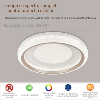 Lampa de tavan pentru dormitor – modernă, minimalistă, lux, cristal în stil nisip-crem, spectru complet de iluminare