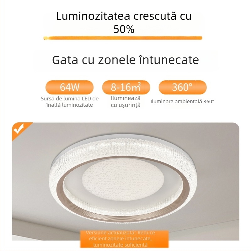 Lampa de tavan pentru dormitor – modernă, minimalistă, lux, cristal în stil nisip-crem, spectru complet de iluminare