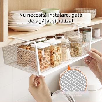 Raft suspendat din plasă metalică pentru dulapuri de bucătărie, cu mai multe compartimente, montaj fără găuri