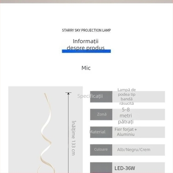 Lampa de podea cu design minimalist nordic pentru living, lângă canapea, în colțul peretelui, iluminare cu spectru complet în formă de undă